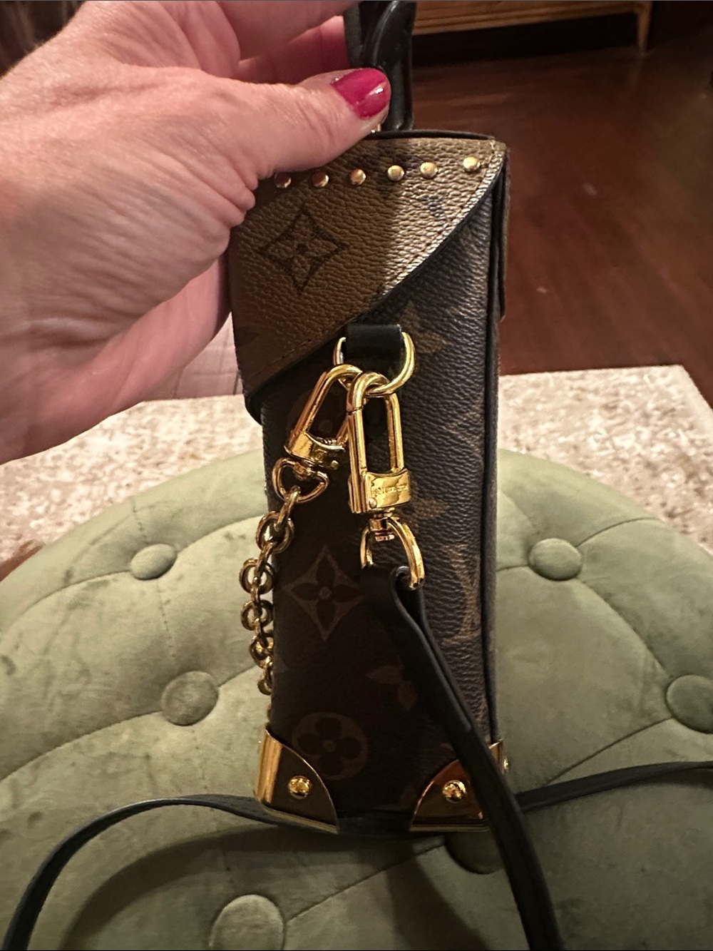 Luxury Monogram Top-Handle Crossbody Bag in Brown - Picture 5 of 9